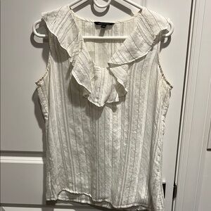 Elegant White Ruffled Sleeveless Top